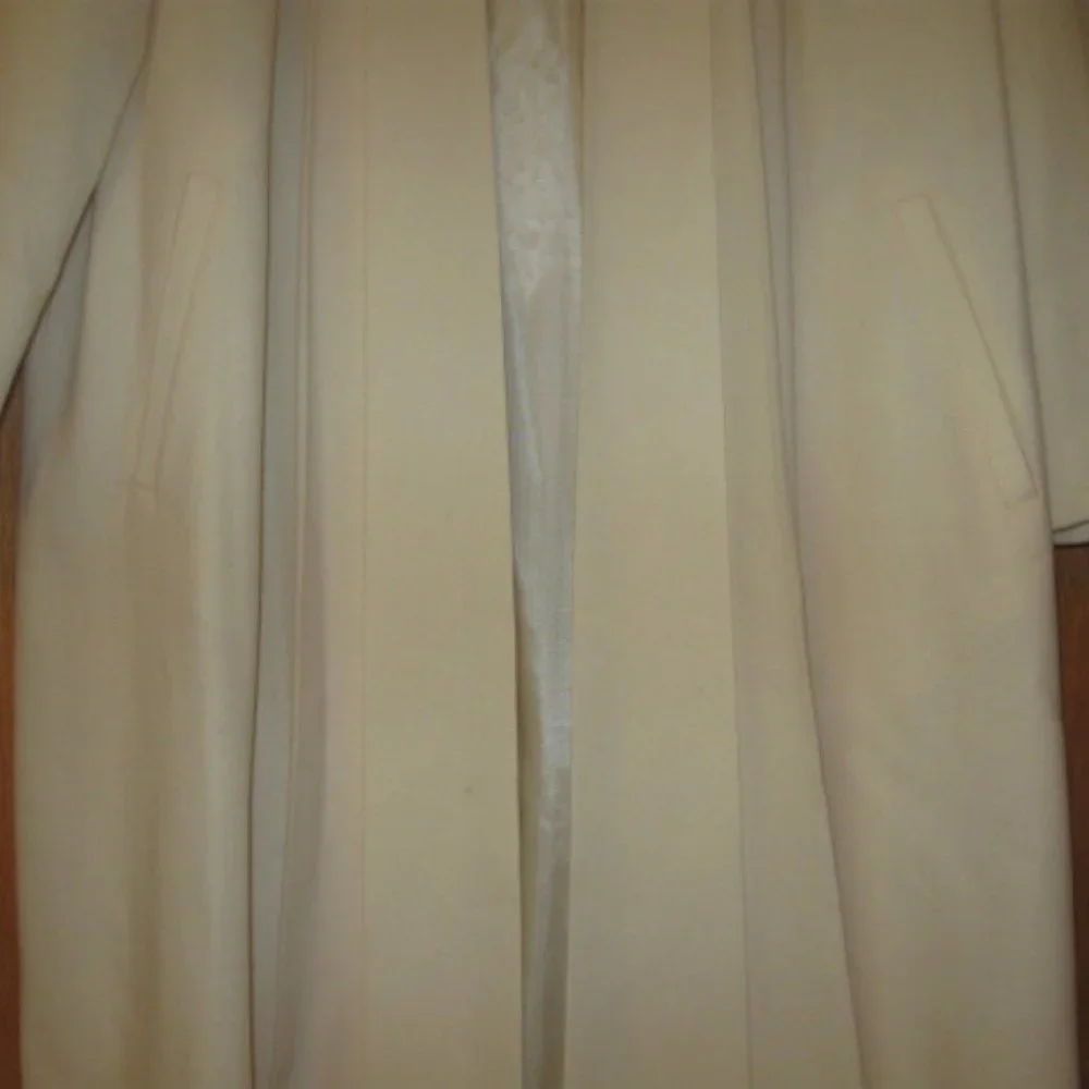 Jonathan Michael Off White Open Pleated Wool Coat